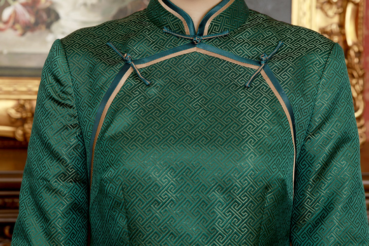 Dark green brocade cheongsam Dark green brocade cheongsam