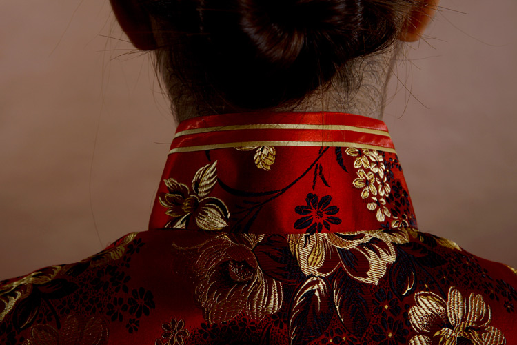 Red peonys long cheongsam dress Red peonys long cheongsam dress