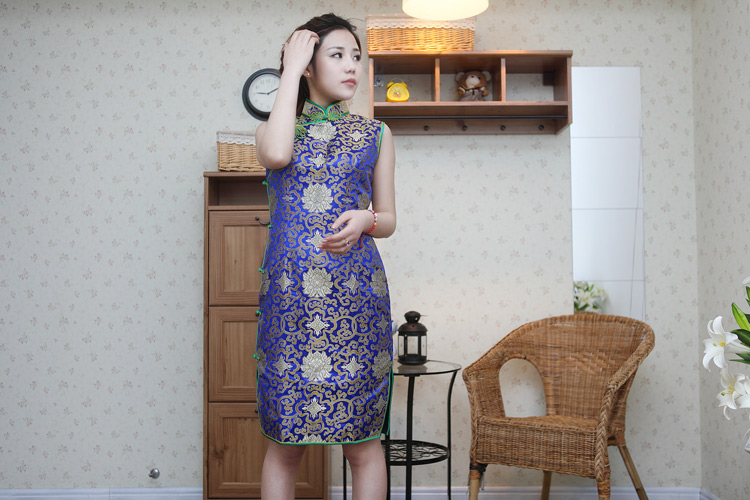 Blue sleeveless short QiPao Blue sleeveless short QiPao