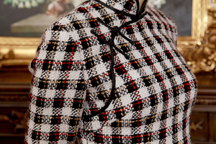 Plaid short qipao cheongsam Plaid short qipao cheongsam