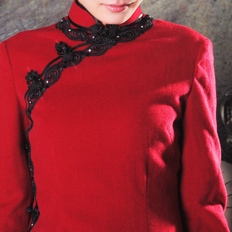 Red woolen short cheongsam Red woolen short cheongsam