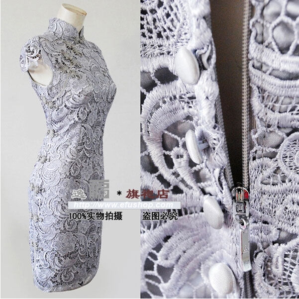 gray lace cheongsam dress gray lace cheongsam dress