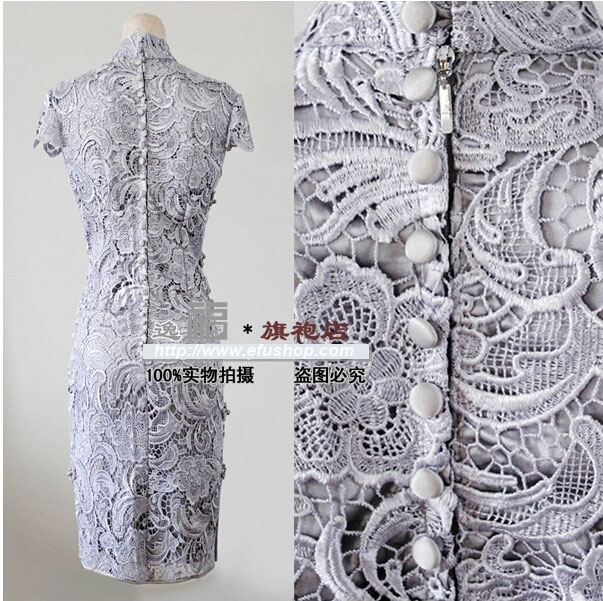 gray lace cheongsam dress gray lace cheongsam dress