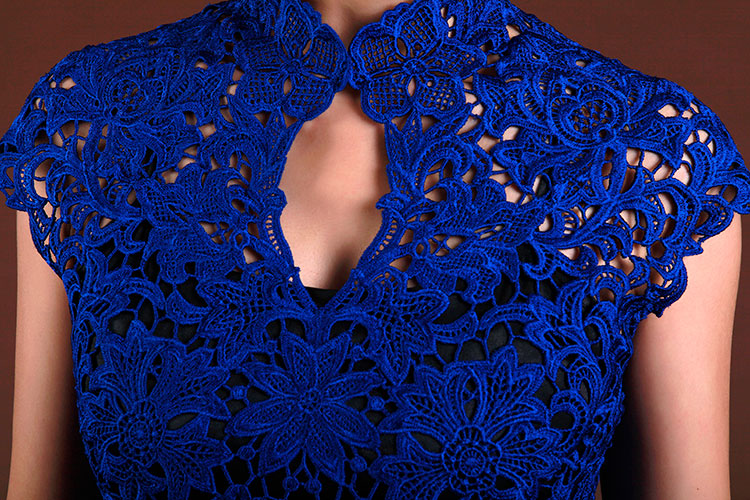 Sapphire blue lace short cheongsam Sapphire blue lace short cheongsam