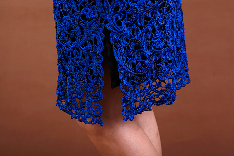 Sapphire blue lace short cheongsam Sapphire blue lace short cheongsam