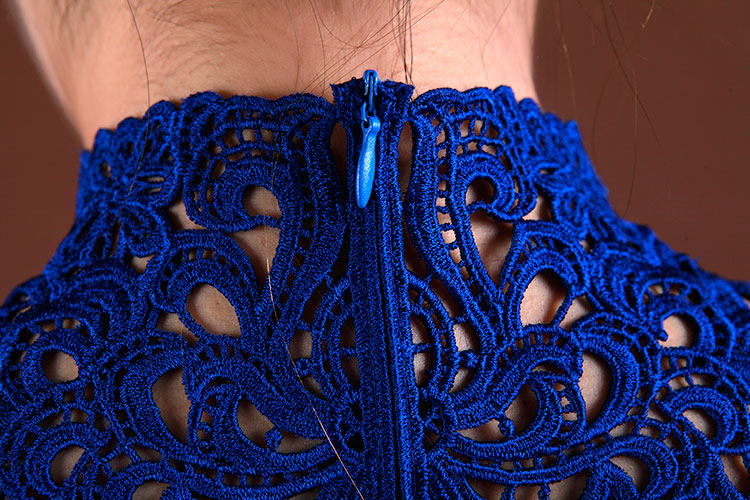 Sapphire blue lace short cheongsam Sapphire blue lace short cheongsam
