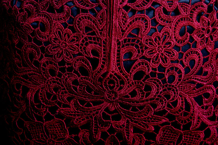 Wine red lace short cheongsam Wine red lace short cheongsam