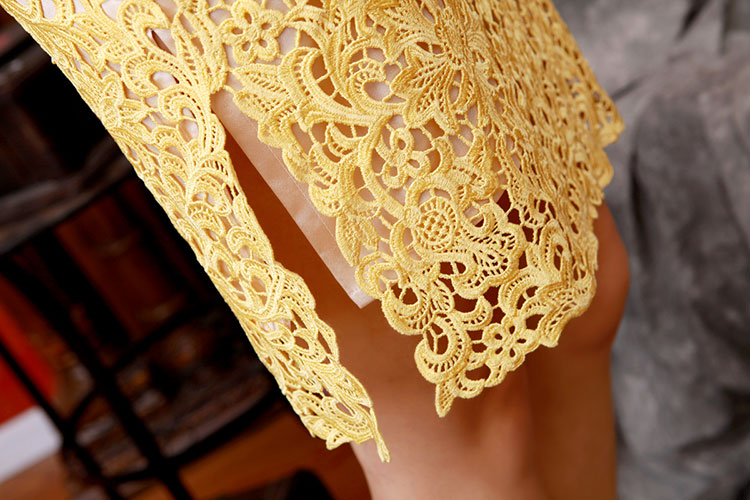 Yellow lace short cheongsam Yellow lace short cheongsam