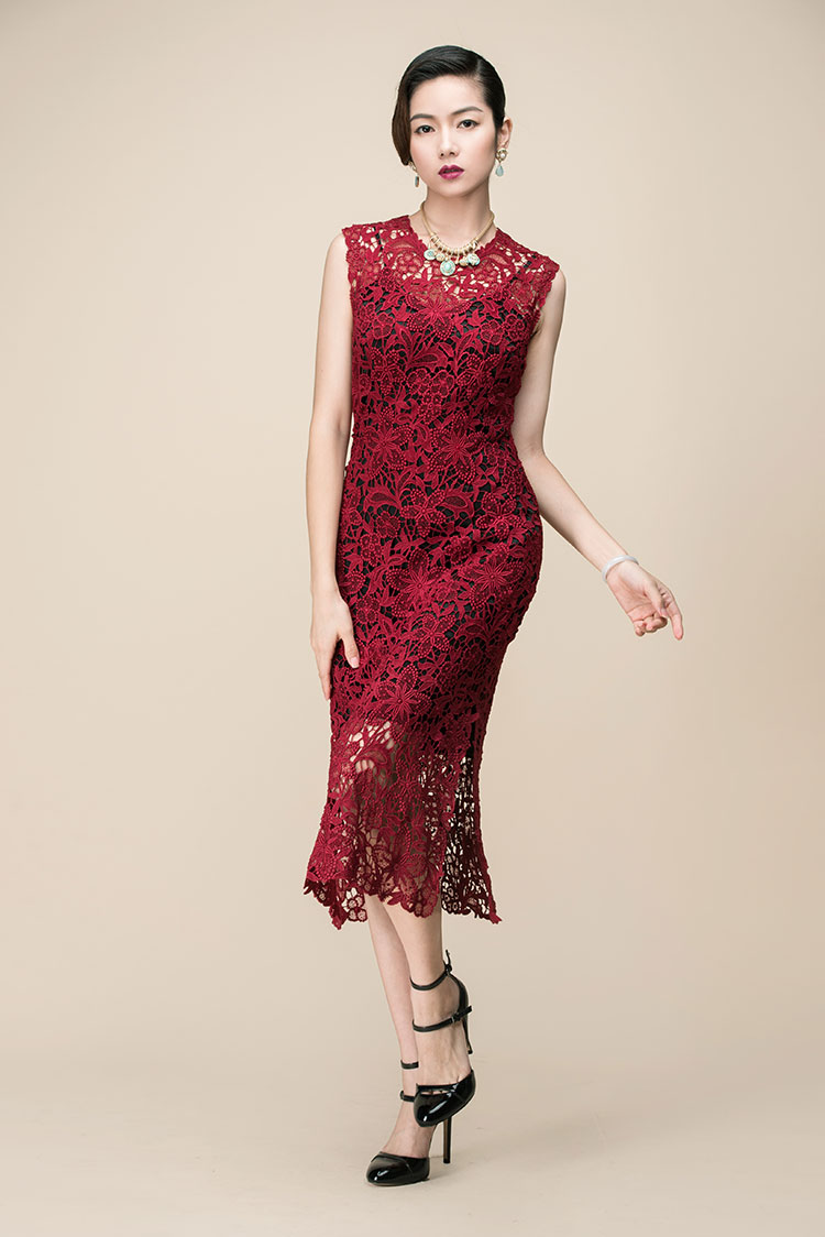 Wine red lace dress Wine red lace dress