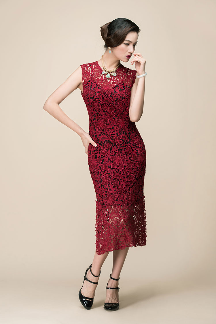 Wine red lace dress Wine red lace dress