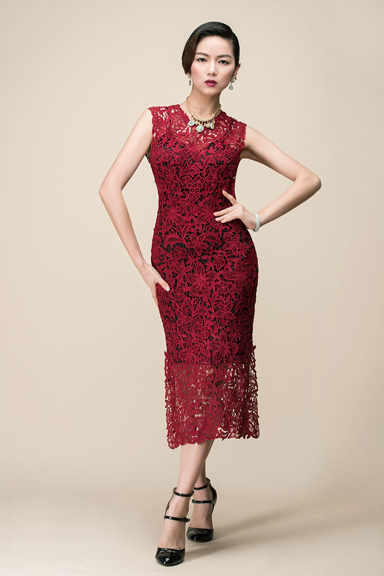 Wine red lace dress Wine red lace dress