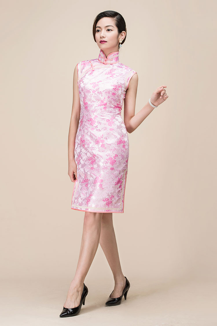 pink short qipao dress pink short qipao dress