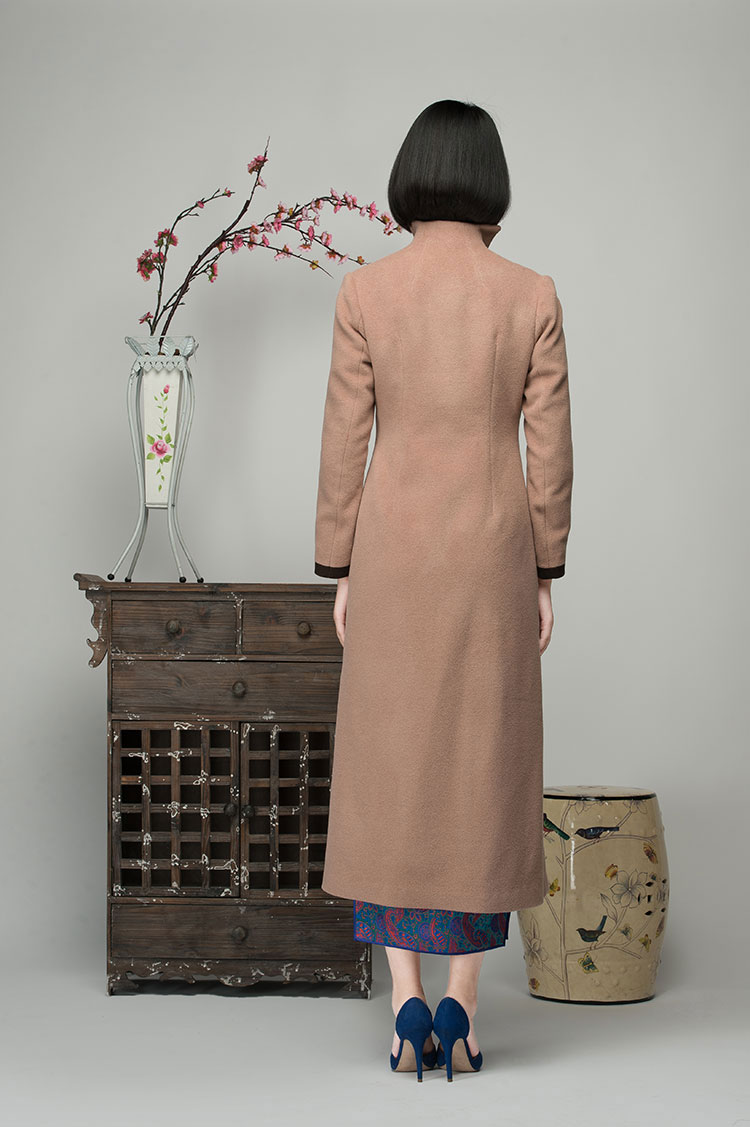 Light brown cashmere women coat