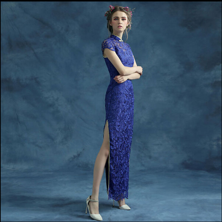 Blue lace cheongsam qipao dress Blue lace cheongsam qipao dress