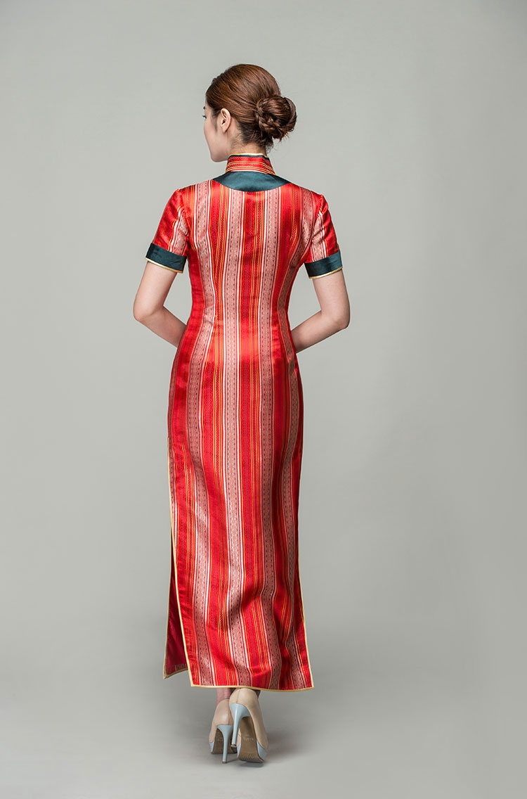 Red satin strip cheongsam dress Red satin strip cheongsam dress