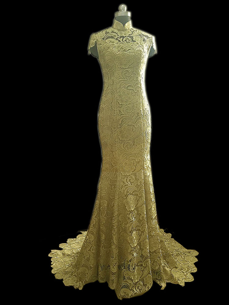 Golden lace qipao Golden lace qipao