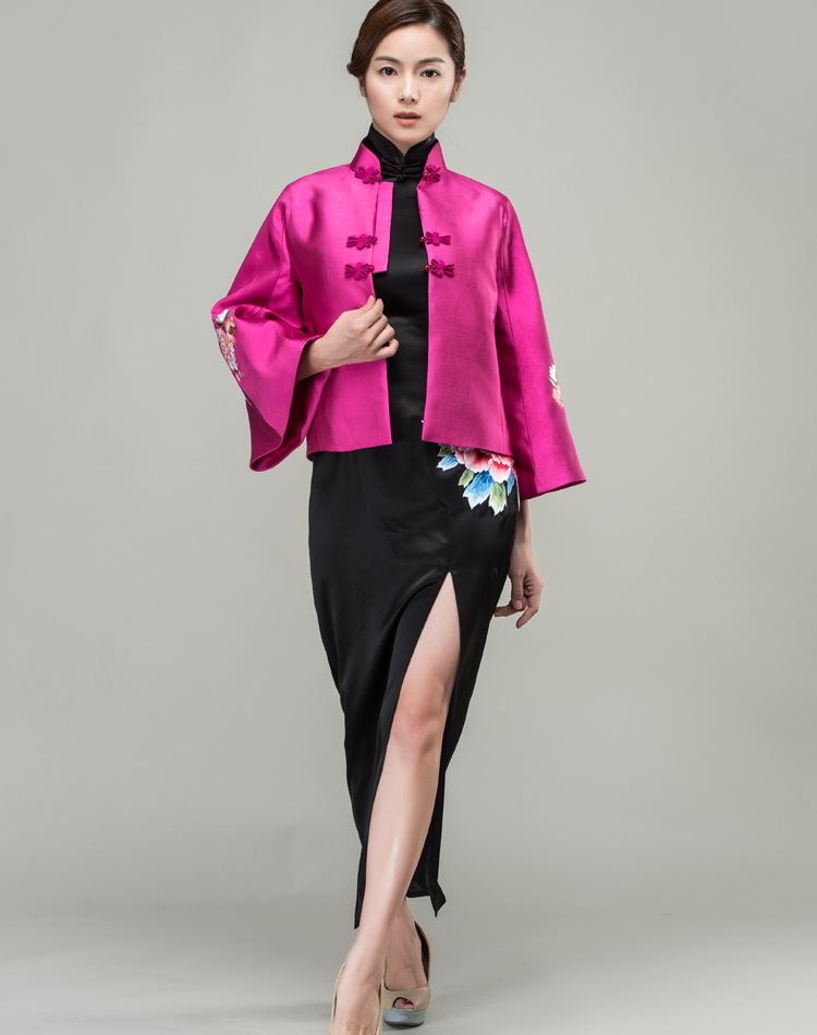 Watermelon Red silk Chinese jacket Watermelon Red silk Chinese jacket