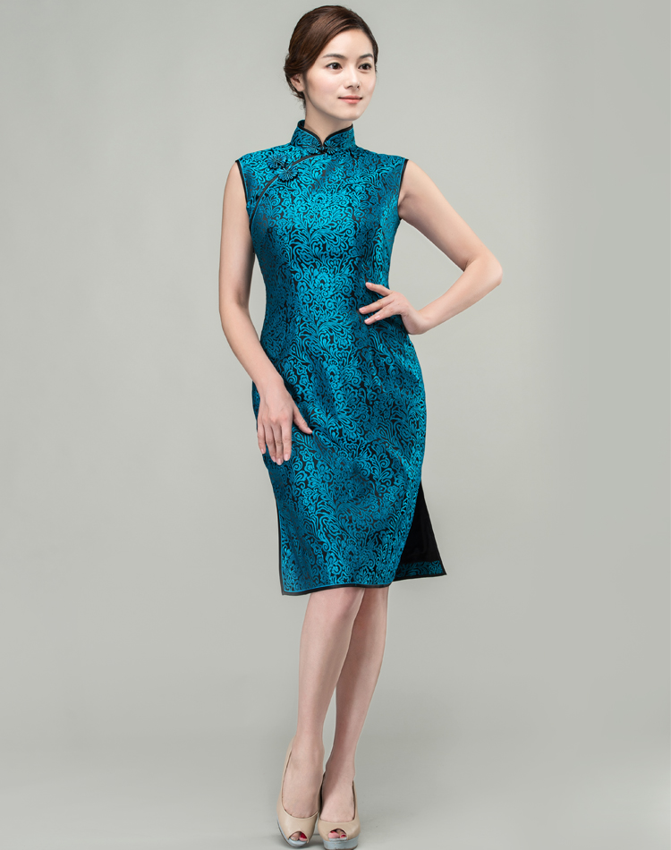 Peacock blue short qipao dress Peacock blue short qipao dress