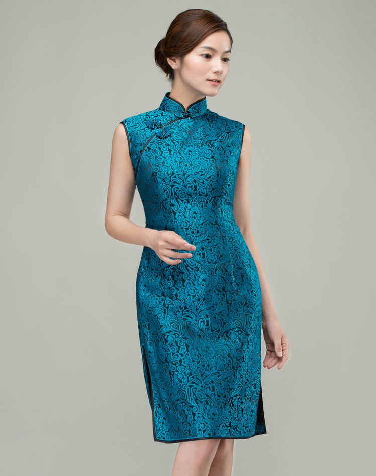 Peacock blue short qipao dress Peacock blue short qipao dress