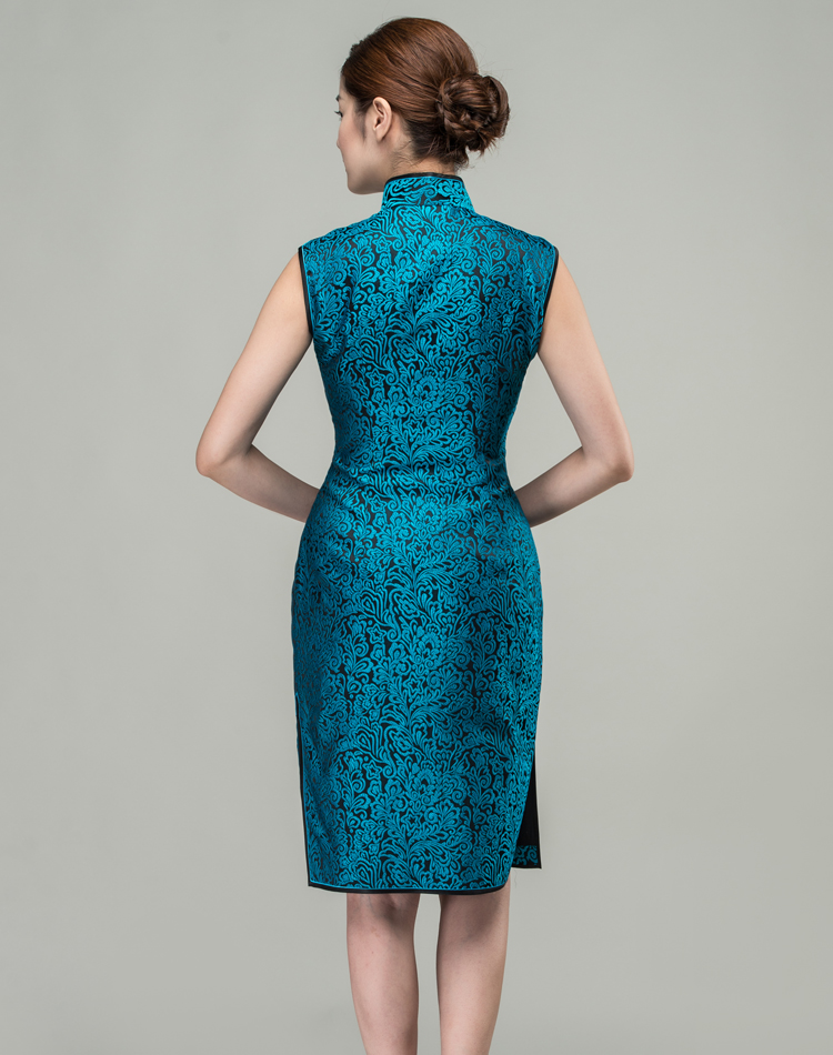 Peacock blue short qipao dress Peacock blue short qipao dress