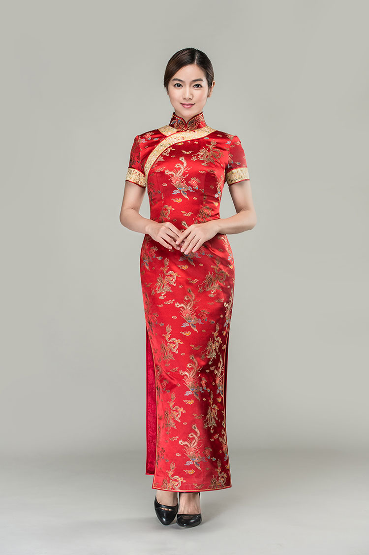 Colorful dragons & phoenixes wedding qipao dress Colorful dragons & phoenixes wedding qipao dress