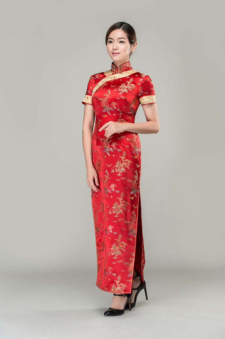 Colorful dragons & phoenixes wedding qipao dress Colorful dragons & phoenixes wedding qipao dress