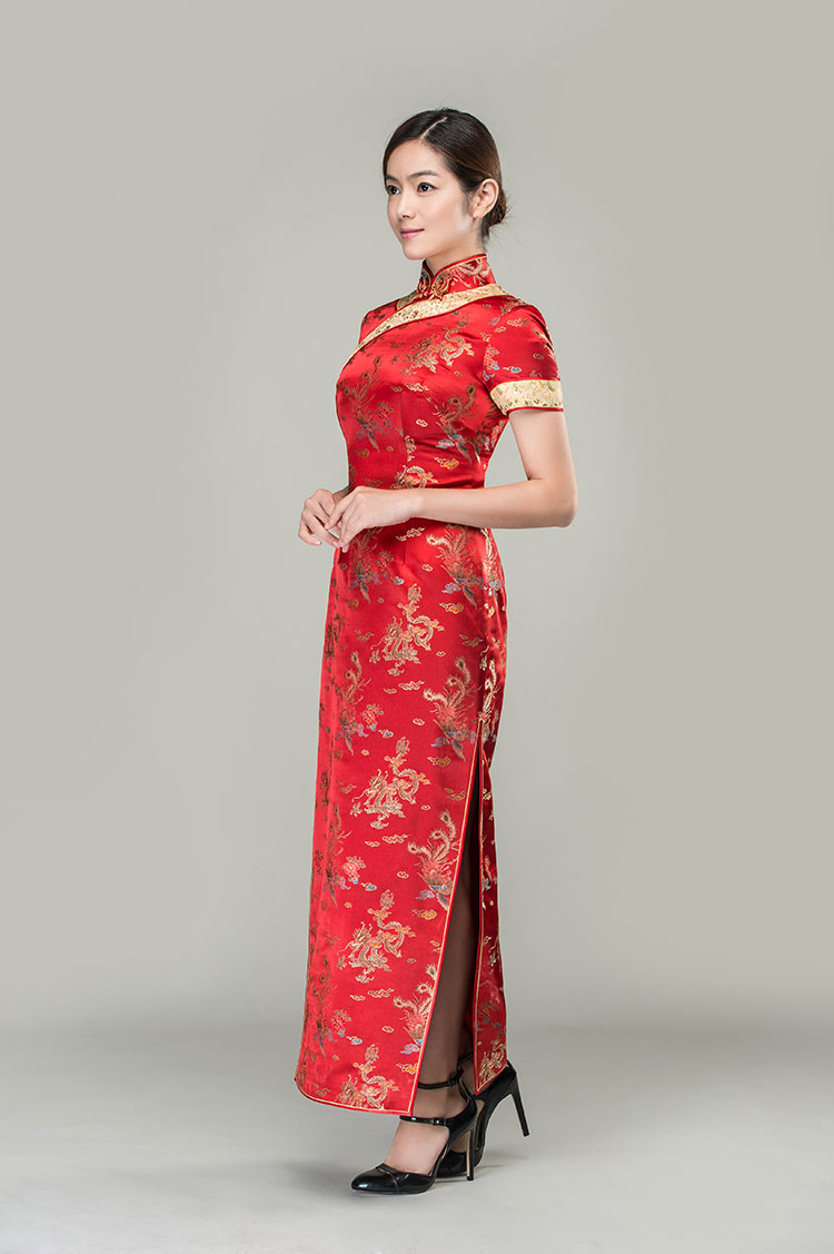 Colorful dragons & phoenixes wedding qipao dress Colorful dragons & phoenixes wedding qipao dress
