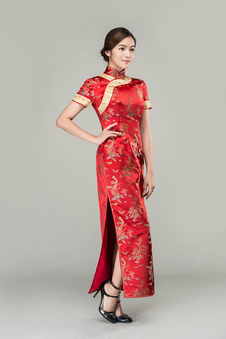 Colorful dragons & phoenixes wedding qipao dress Colorful dragons & phoenixes wedding qipao dress