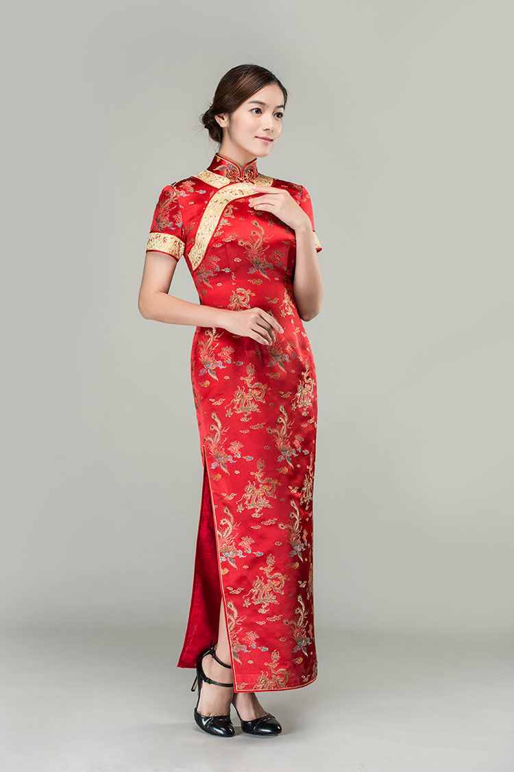 Colorful dragons & phoenixes wedding qipao dress Colorful dragons & phoenixes wedding qipao dress