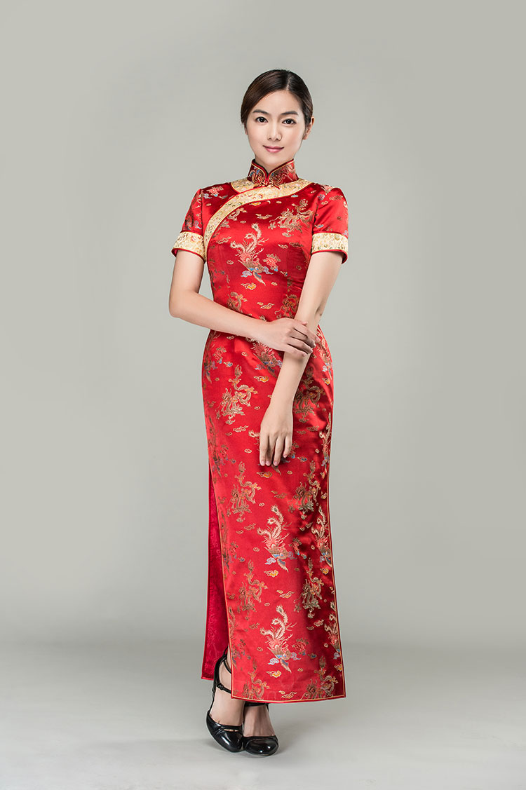 Colorful dragons & phoenixes wedding qipao dress Colorful dragons & phoenixes wedding qipao dress