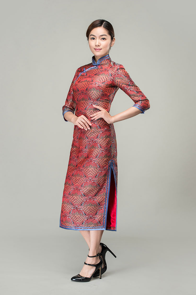 Lucky-cloudy patterns long cheongsam dress Lucky-cloudy patterns long cheongsam dress