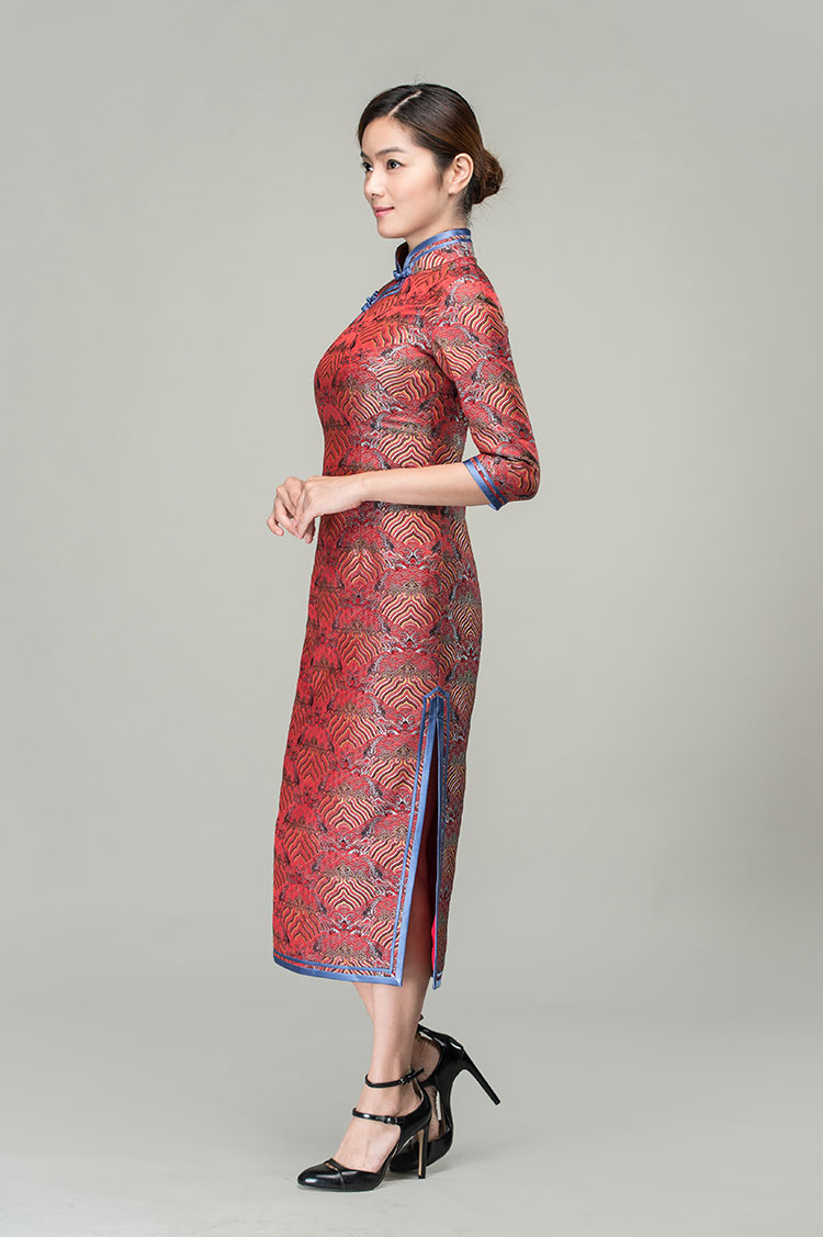 Lucky-cloudy patterns long cheongsam dress Lucky-cloudy patterns long cheongsam dress