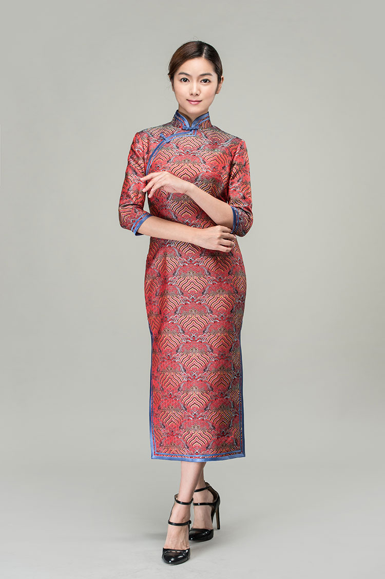Lucky-cloudy patterns long cheongsam dress Lucky-cloudy patterns long cheongsam dress