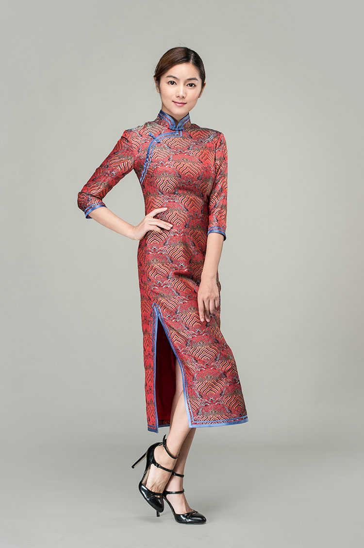 Lucky-cloudy patterns long cheongsam dress Lucky-cloudy patterns long cheongsam dress