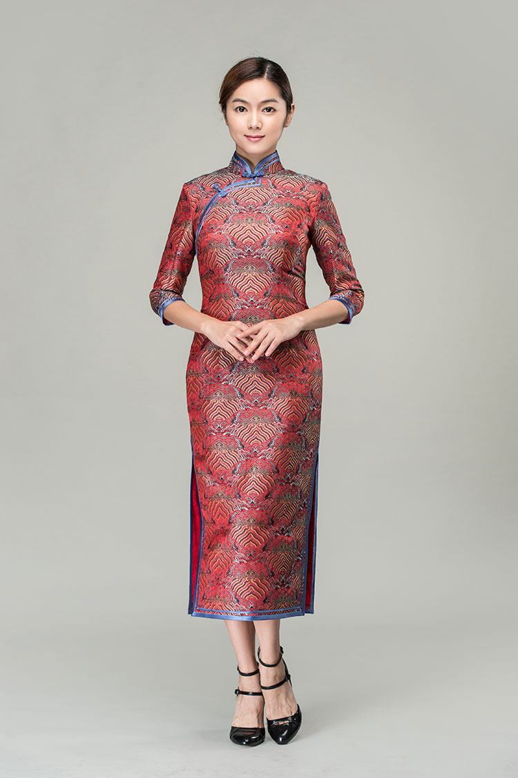 Lucky-cloudy patterns long cheongsam dress Lucky-cloudy patterns long cheongsam dress
