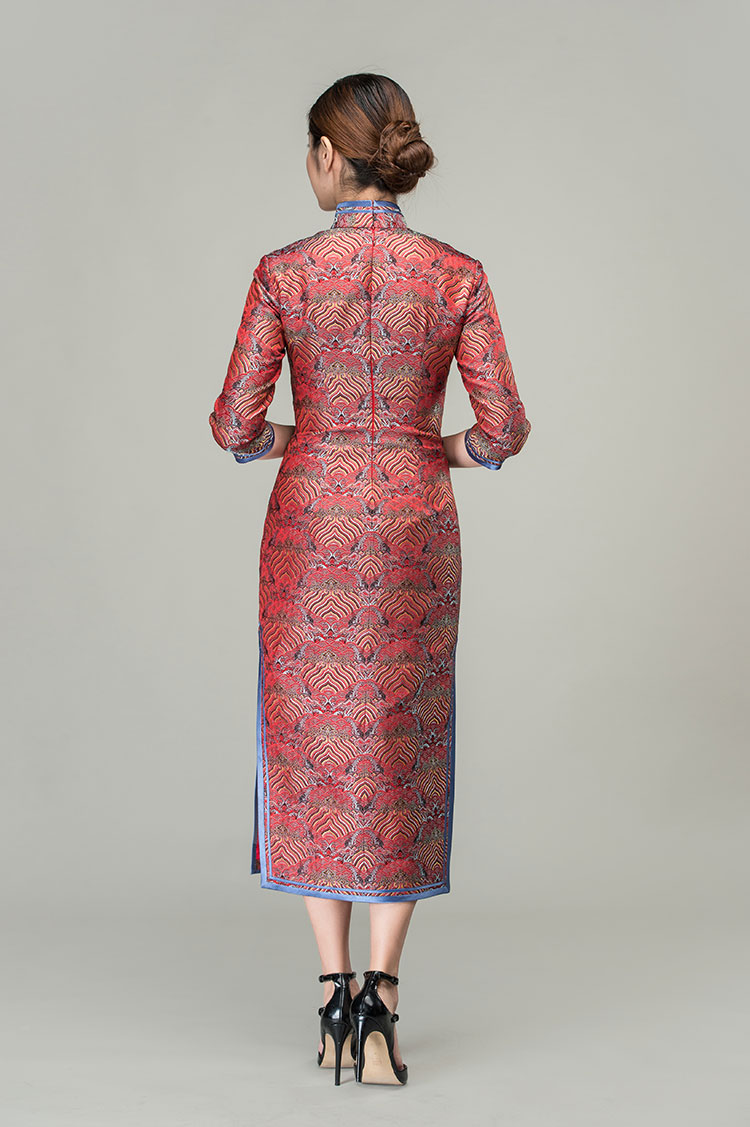 Lucky-cloudy patterns long cheongsam dress Lucky-cloudy patterns long cheongsam dress