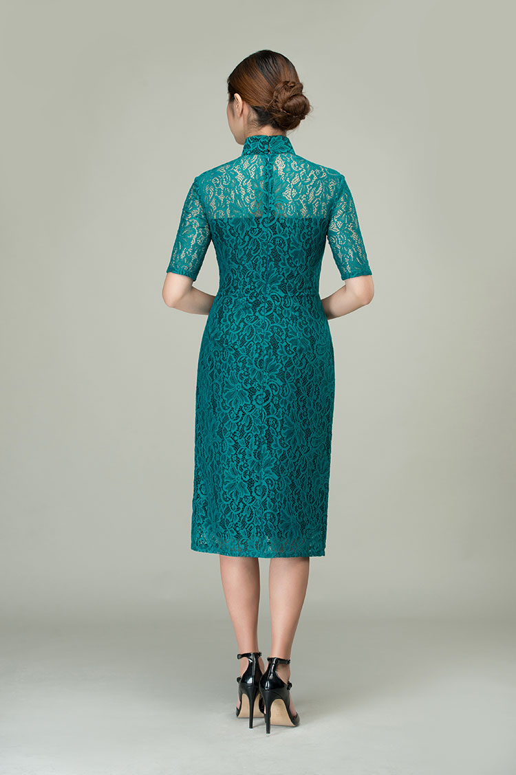 Malachite green lace qipao dress Malachite green lace qipao dress