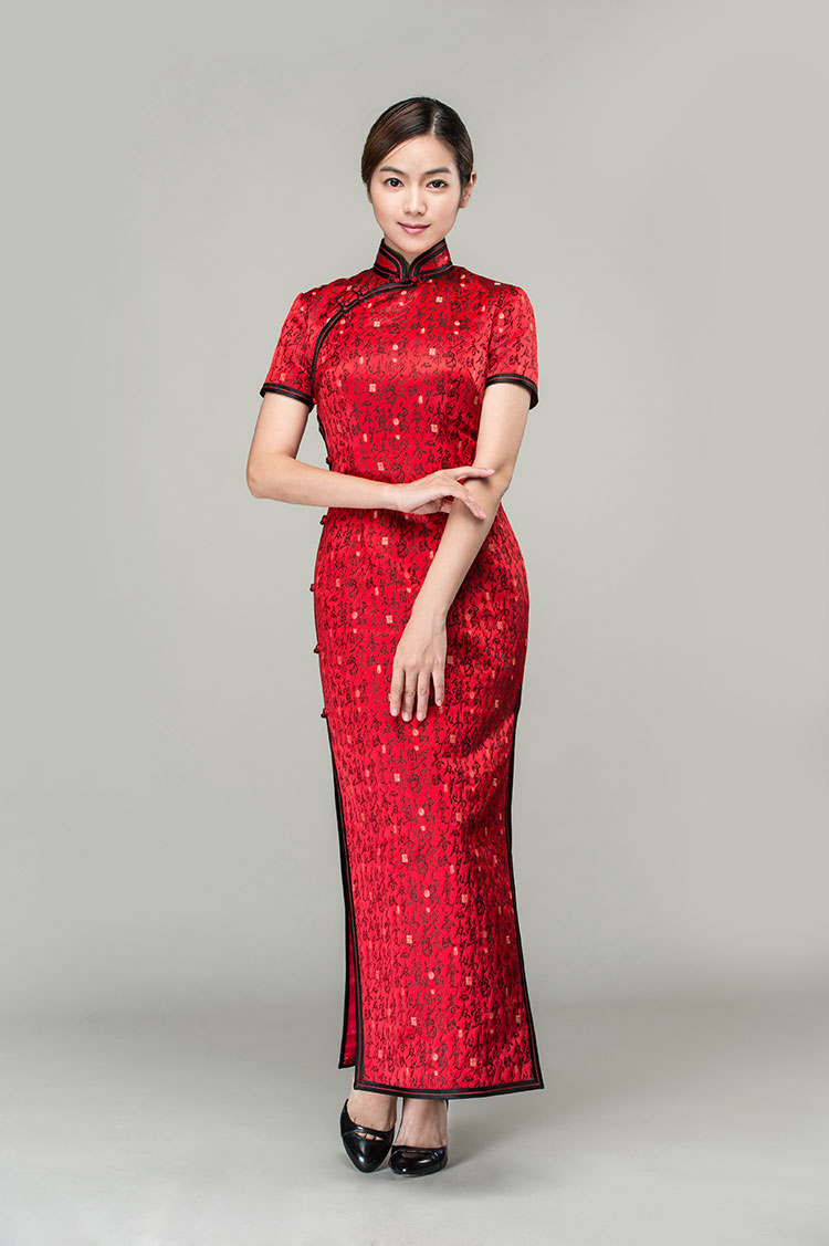 Chinese poem words long cheongsam dress Chinese poem words long cheongsam dress