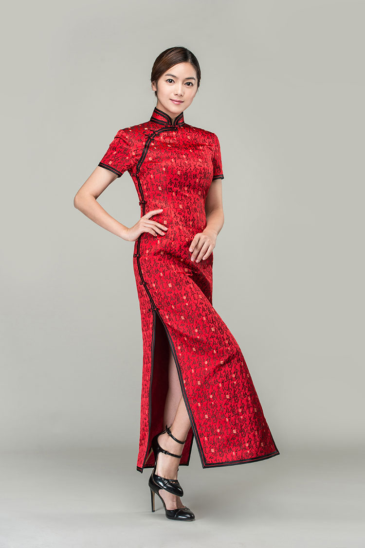 Chinese poem words long cheongsam dress Chinese poem words long cheongsam dress