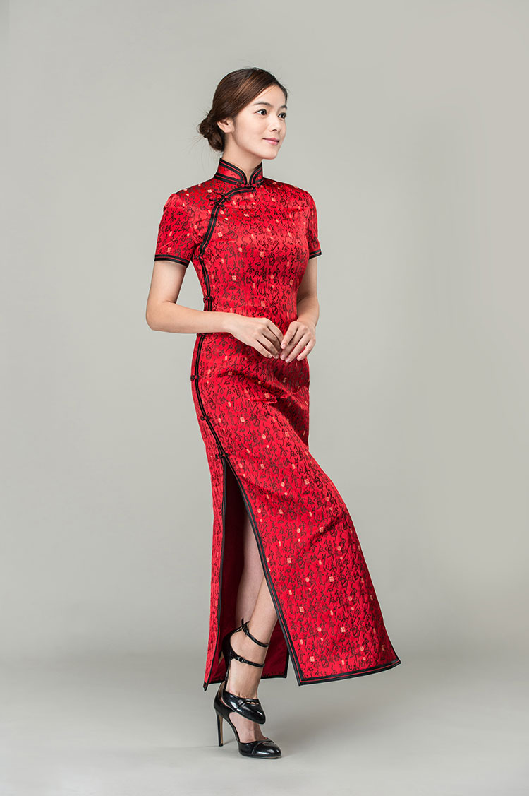 Chinese poem words long cheongsam dress Chinese poem words long cheongsam dress