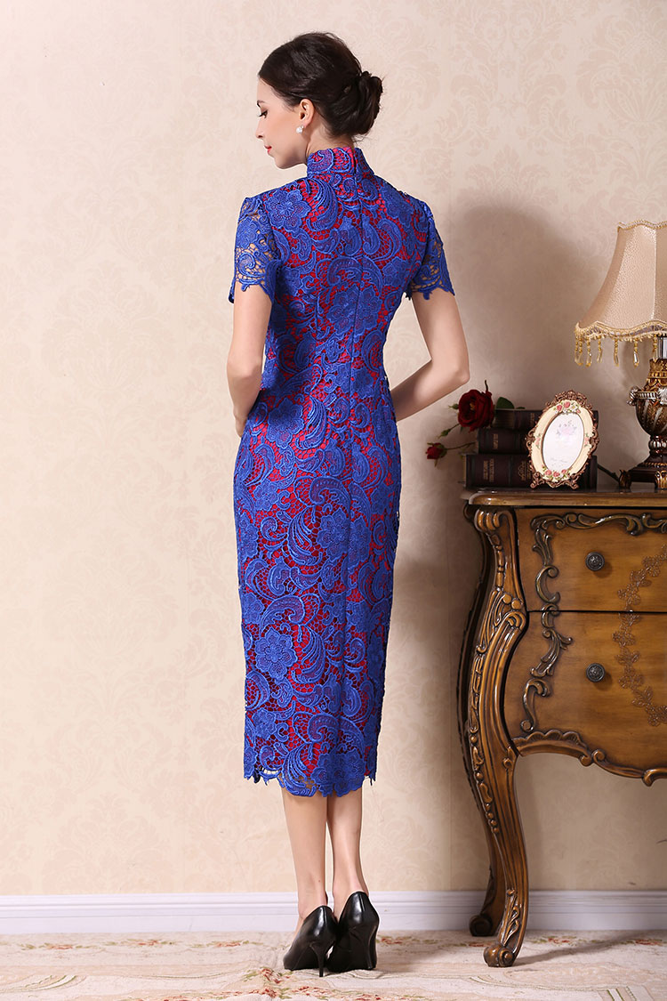 Blue lace dress with wine red lining Blue lace dress with wine red lining