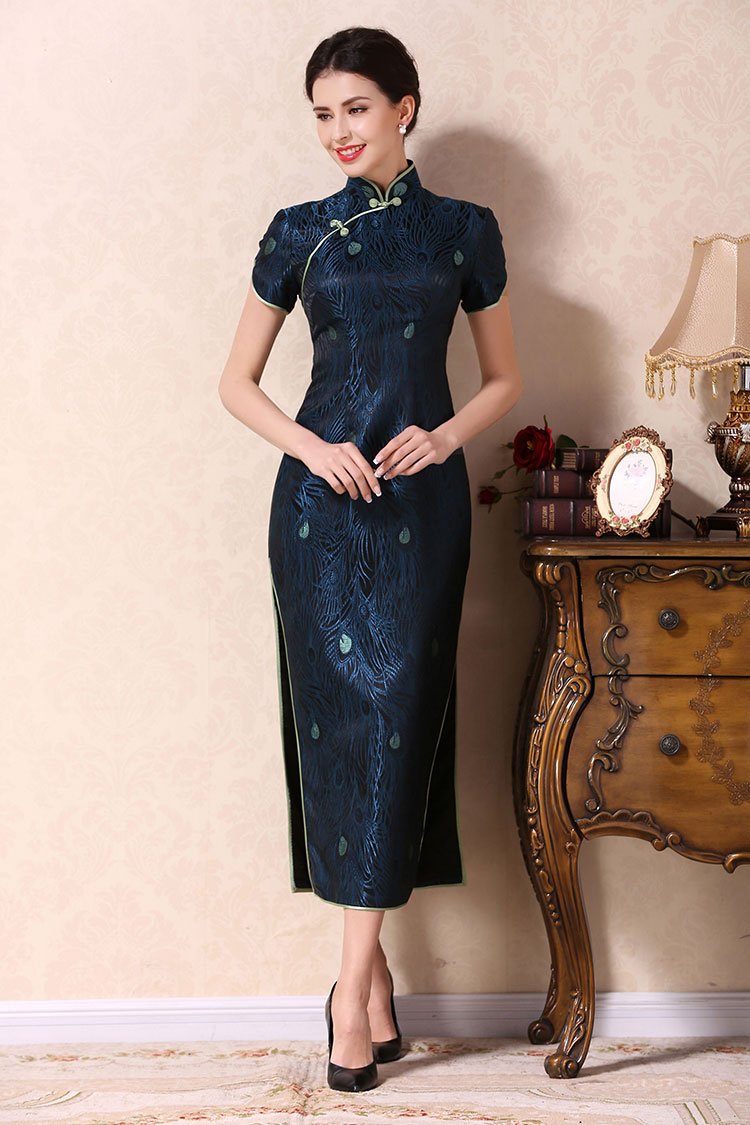 Dark blue long cheongsam dress Dark blue long cheongsam dress