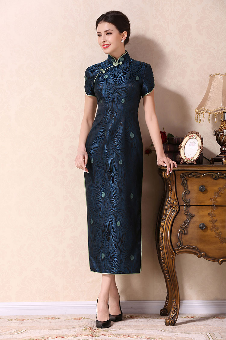 Dark blue long cheongsam dress Dark blue long cheongsam dress