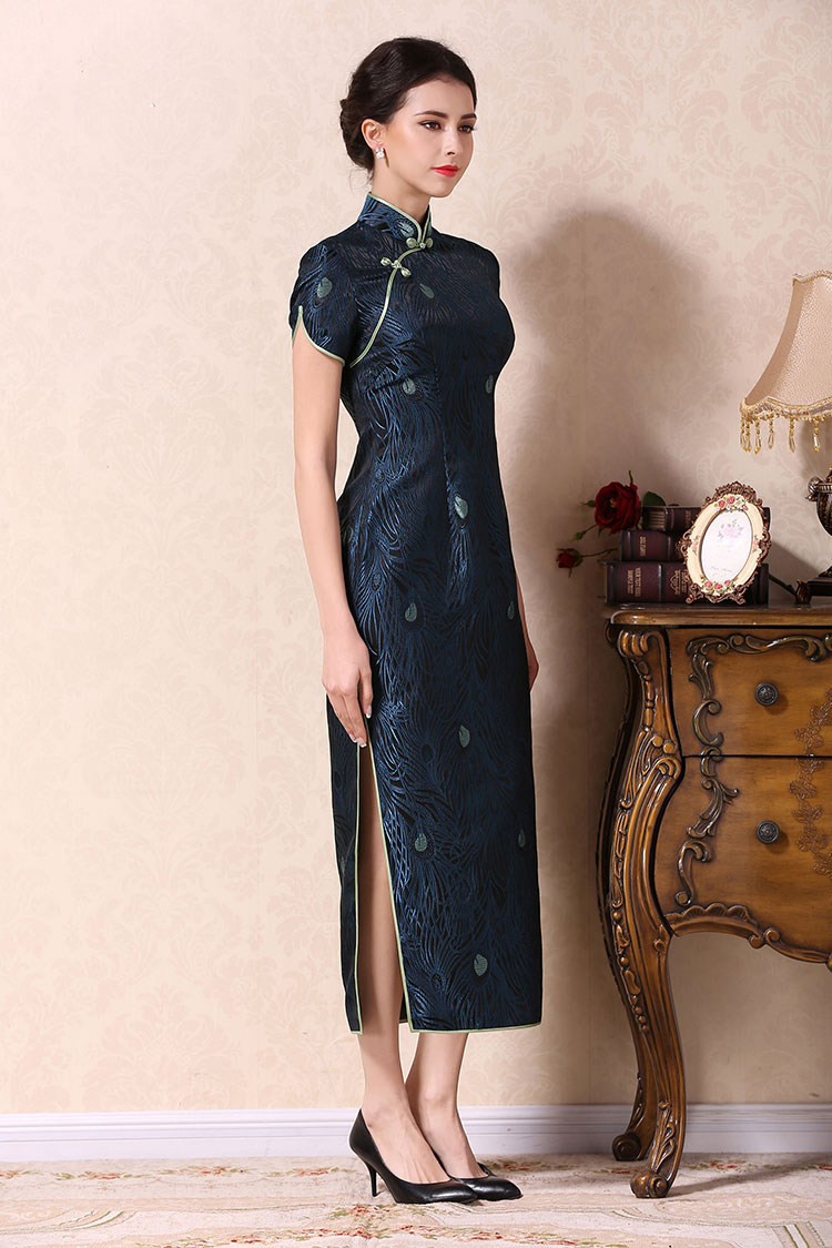Dark blue long cheongsam dress Dark blue long cheongsam dress