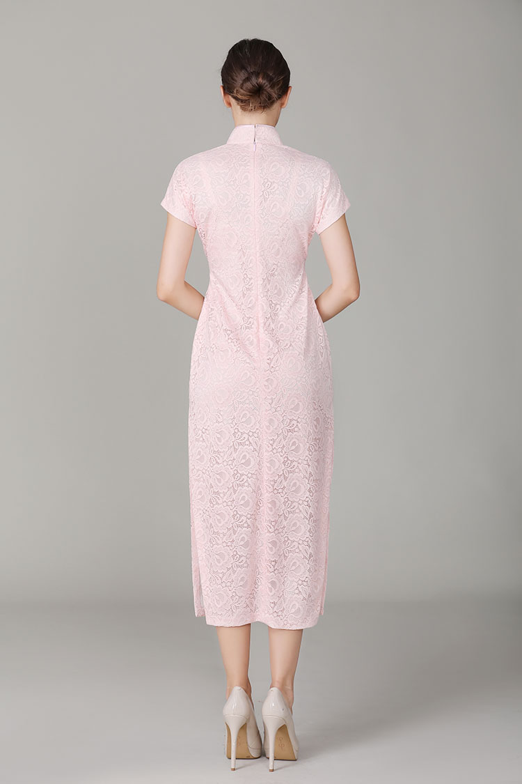 Thin pink lace qipao dress Thin pink lace qipao dress