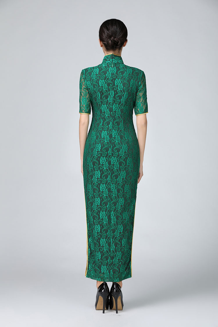 Green lace cheongsam Green lace cheongsam