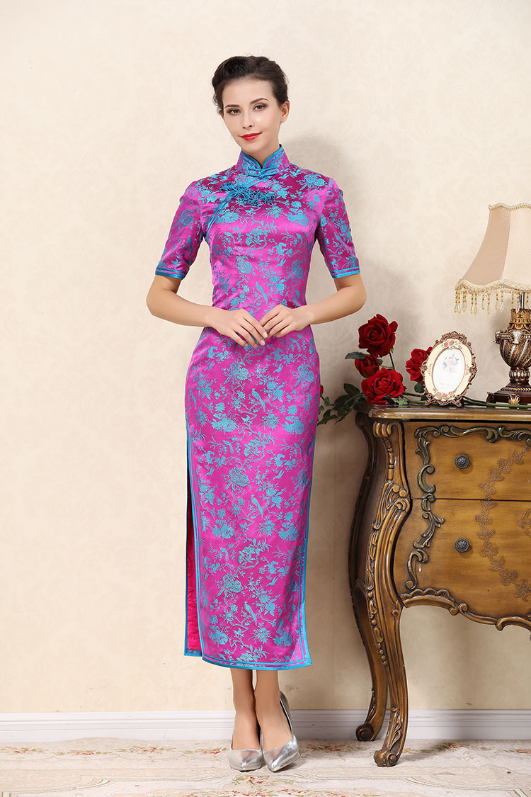 Magenta long cheongsam dress Magenta long cheongsam dress