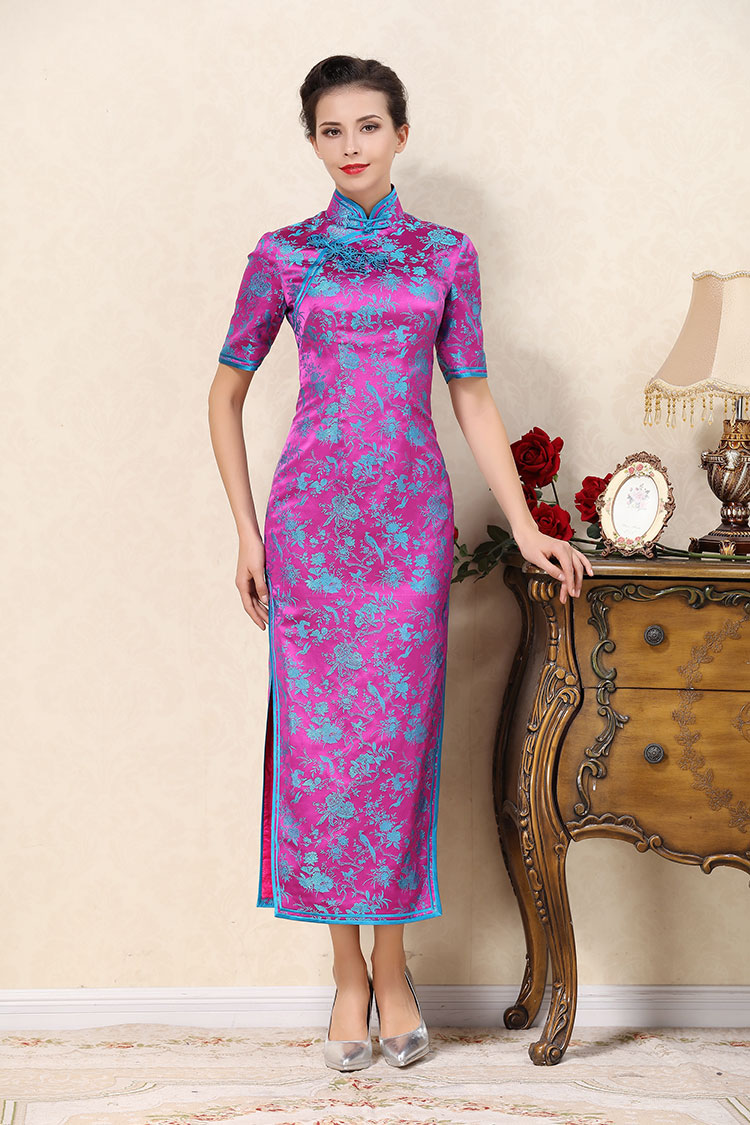 Magenta long cheongsam dress Magenta long cheongsam dress
