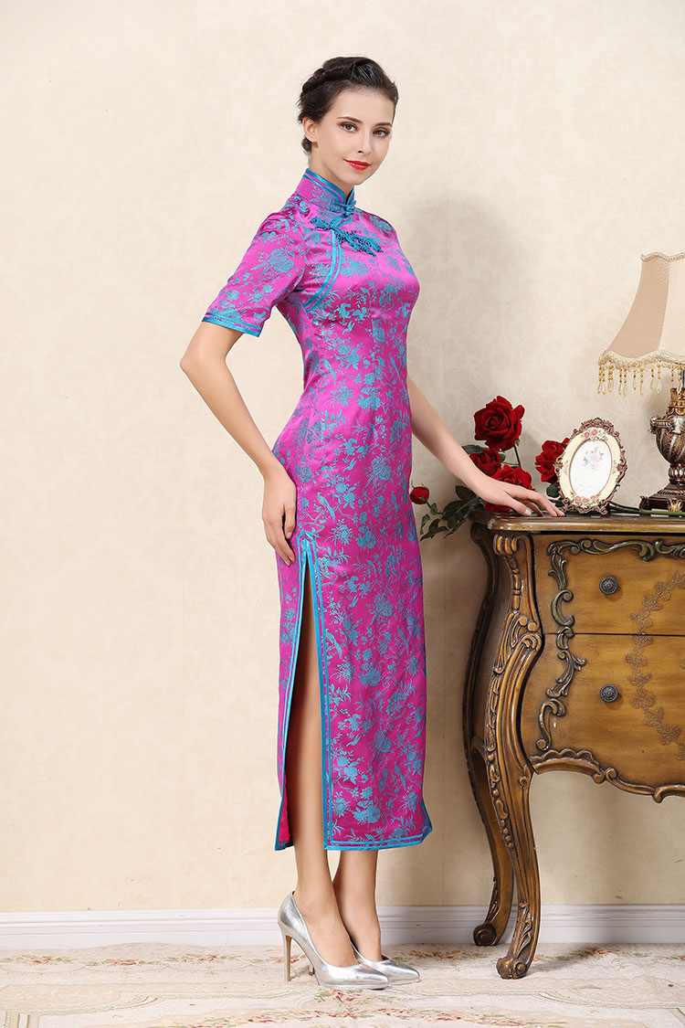 Magenta long cheongsam dress Magenta long cheongsam dress