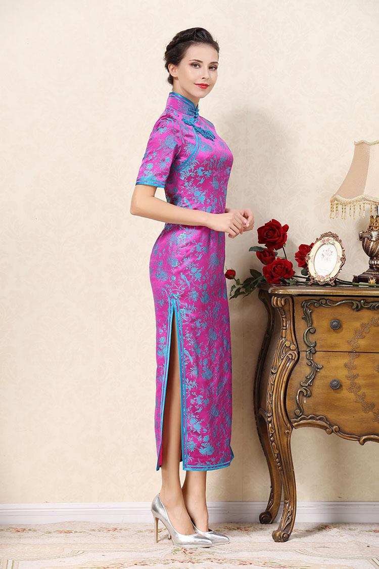 Magenta long cheongsam dress Magenta long cheongsam dress